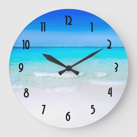 Tropischer Strand mit türkisblauem Meer Große Wanduhr (Vorderseite)