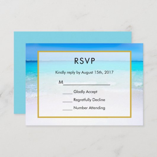 Tropischer Strand mit türkisblauem Meer Hochzeit R RSVP Karte (Vorne/Hinten)