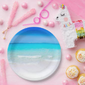 Tropischer Strand mit türkisblauem Meer Pappteller (Party)