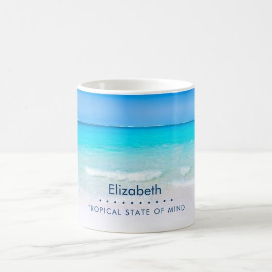 Tropischer Strand mit türkisblauem Meer Personalis Kaffeetasse (Mittel)