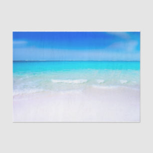 Tropischer Strand mit türkisblauem Meer Seidenpapier