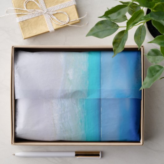Tropischer Strand mit türkisblauem Meer Seidenpapier (Geschenk)