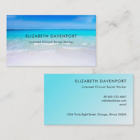 Tropischer Strand mit türkisblauem Meer Visitenkarte (Vorne/Hinten)