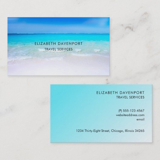 Tropischer Strand mit türkisblauem Meer Visitenkarte (Vorne/Hinten)