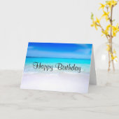 Tropischer Strand mit türkisfarbenem Meer zum Gebu Karte (Gelbe Blume)