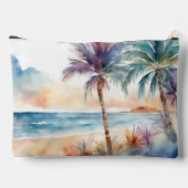 Tropischer Strand mit Wasserfarbe, Palmen Zubehörtasche (Rückseite)