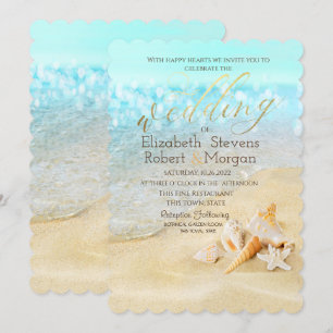Tropischer Strand, Muscheln Hochzeit Einladung