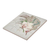 Tropischer Strand Muscheln Weiße Orchideenflora Fliese (Seite)