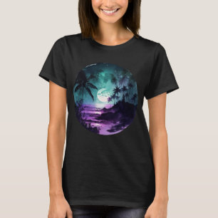 Tropischer Strand Nacht T-Shirt