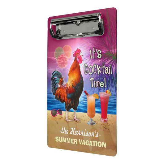 Tropischer Strand oder Kreuzfahrt | Funny Rooster Mini Klemmbrett (Gewinkelt2)