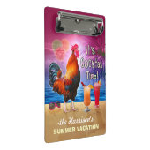 Tropischer Strand oder Kreuzfahrt | Funny Rooster Mini Klemmbrett (Schrägansicht)