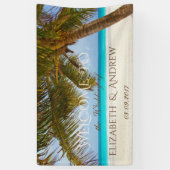 Tropischer Strand, Palm, Ozean, Sand Hochzeitsbann Banner (Vertikal)