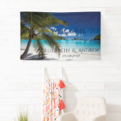 Tropischer Strand, Palm, Sand Hochzeitsbanner Banner (Insitu)