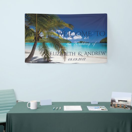 Tropischer Strand, Palm, Sand Hochzeitsbanner Banner (Messeveranstaltung)