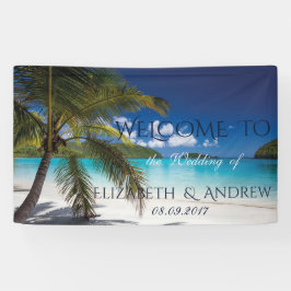 Tropischer Strand, Palm, Sand Hochzeitsbanner Banner