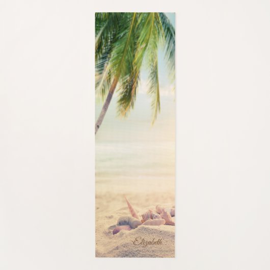 Tropischer Strand, Palm, Sand, Muscheln - Personal Yogamatte (Vorderseite)