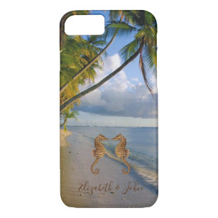 Tropischer Strand, Palm, Seepferde Personalisiert iPhone 8/7 Hülle