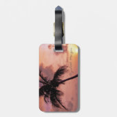 Tropischer Strand, Palm, Sonnenuntergang, Boot - P Gepäckanhänger (Rückseite vertikal)