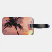 Tropischer Strand, Palm, Sonnenuntergang, Boot - P Gepäckanhänger (Rückseite horizontal)