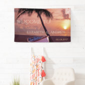 Tropischer Strand, Palm, Sonnenuntergang, Bootssai Banner (Insitu)