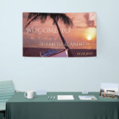 Tropischer Strand, Palm, Sonnenuntergang, Bootssai Banner (Messeveranstaltung)