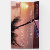 Tropischer Strand, Palm, Sonnenuntergang, Bootssai Banner (Vertikal)