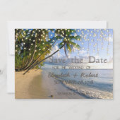 Tropischer Strand, Palm, String Lights Save the Da Save The Date (Vorderseite)