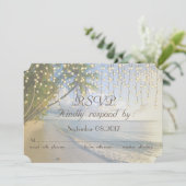 Tropischer Strand, Palm, String Lights UAWG Einladung (Stehend Vorderseite)