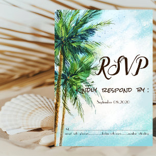 Tropischer Strand, Palmen RSVP Einladung