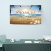 Tropischer Strand, Palmen, Seashells Hochzeitsbann Banner (Messeveranstaltung)