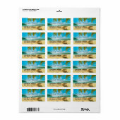 Tropischer Strand, Palmen, Stuhl, Entspannung Adressaufkleber (Vorne)