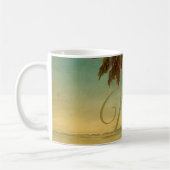 Tropischer Strand Palmenbaum Leopard Monogramm Kaffeetasse (Links)