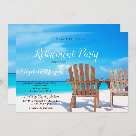 Tropischer Strand, Party für die Ruhestätte von Ho Einladung (Vorne/Hinten)