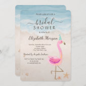 Tropischer Strand Pink Flamingos Brautparty Einladung (Vorne/Hinten)