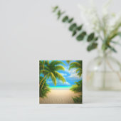 Tropischer Strand Quadratische Visitenkarte (Stehend Vorderseite)