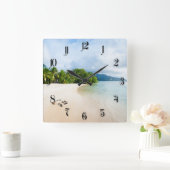 Tropischer Strand Quadratische Wanduhr (Zuhause)