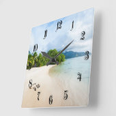 Tropischer Strand Quadratische Wanduhr (Winkel)