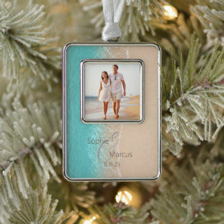 Tropischer Strand Rahmen-Ornament Silber