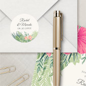 Tropischer Strand Runder Aufkleber