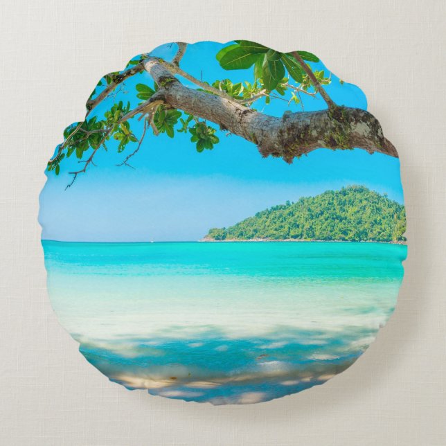 Tropischer Strand Rundes Kissen (Vorderseite)