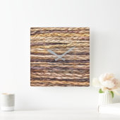 tropischer Strand rustikal geflochtene Korbweide Quadratische Wanduhr (Zuhause)