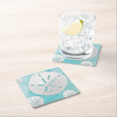 Tropischer Strand Sand Dollar Türkisches Wasser Fa Rechteckiger Pappuntersetzer (Vor Ort)