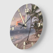 Tropischer Strand, Sand-Ozean-Himmel-Palme, Große Wanduhr (Winkel)