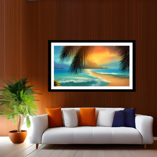 Tropischer Strand Sand Ozean Palmen Poster