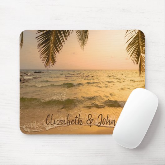 Tropischer Strand, Sand, Palm Sunset Mousepad (Mit Mouse)