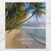 Tropischer Strand, Sand, Palm Weinetikett (Einzelnes Label)
