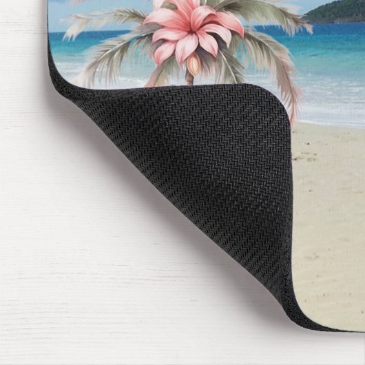 Tropischer Strand, Sand, Palmen, Blume Mousepad (Ecke)