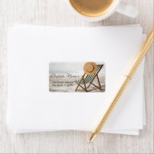 Tropischer Strand, Sand, Stuhl, Entspannung Adressaufkleber (Insitu)