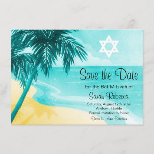 Tropischer Strand-Schläger Mitzvah Save the Date