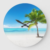 Tropischer Strand Schöne Aussicht Große Wanduhr (Vorderseite)